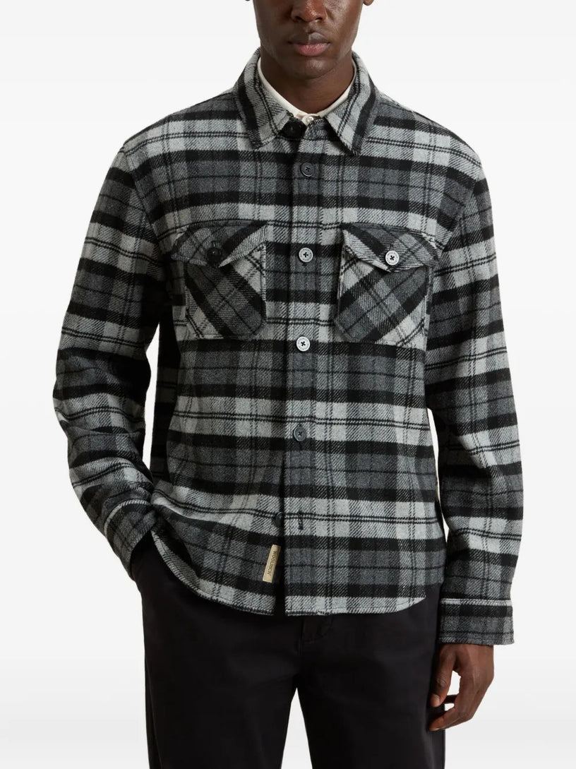 Wool blend shirt jacket with checked pattern