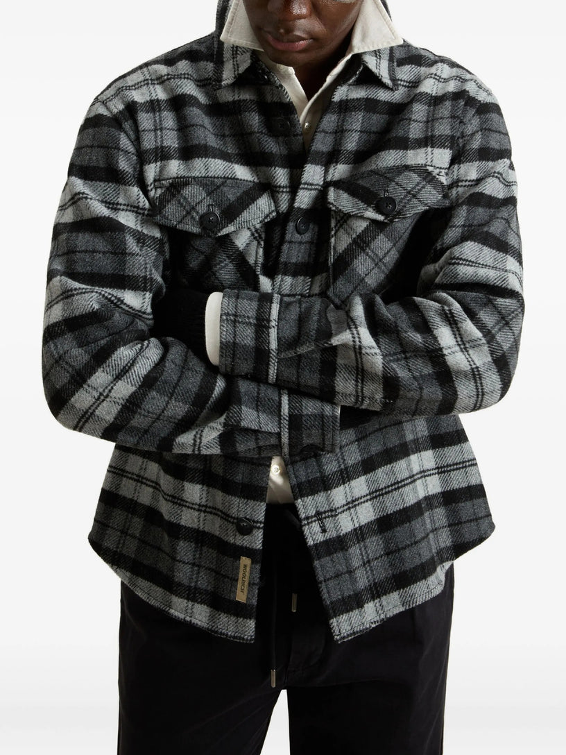 Wool blend shirt jacket with checked pattern