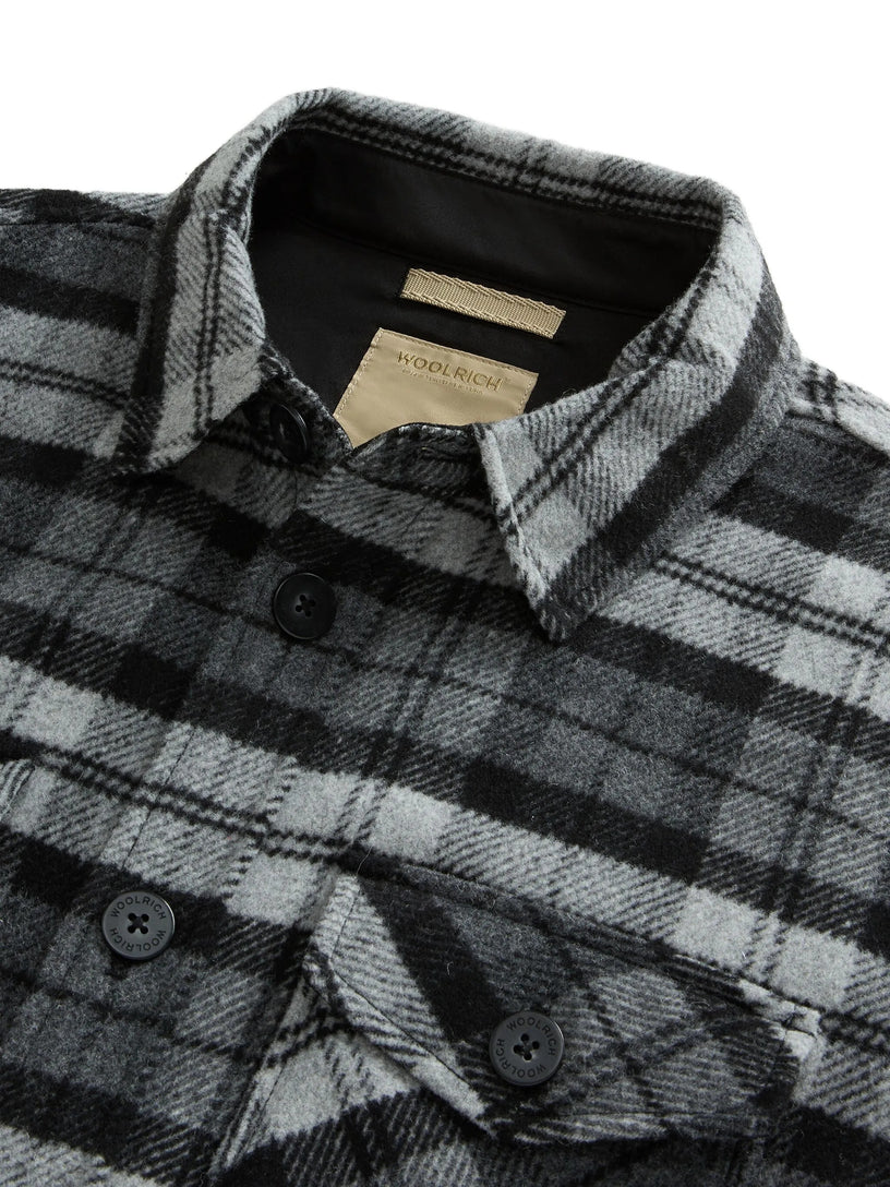 Wool blend shirt jacket with checked pattern