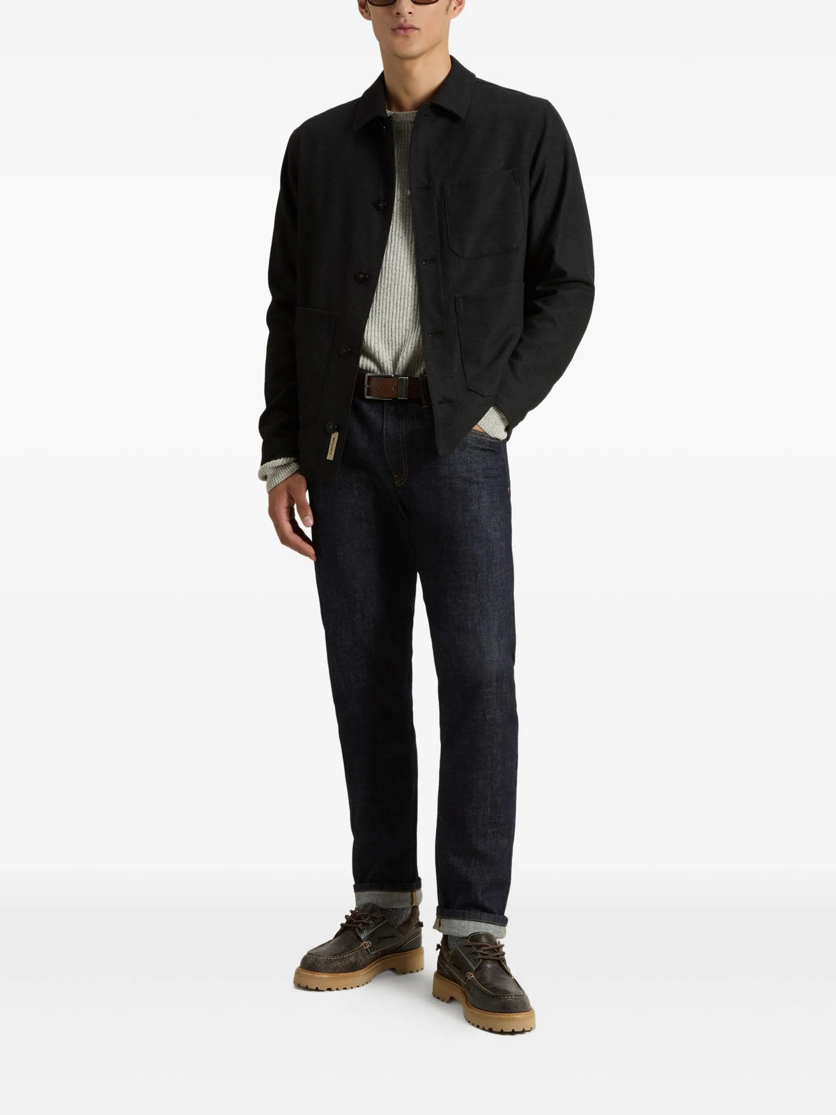 Wool blend flannel shirt jacket