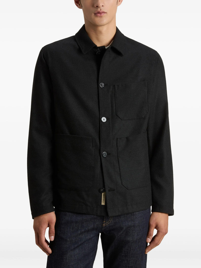 Wool blend flannel shirt jacket