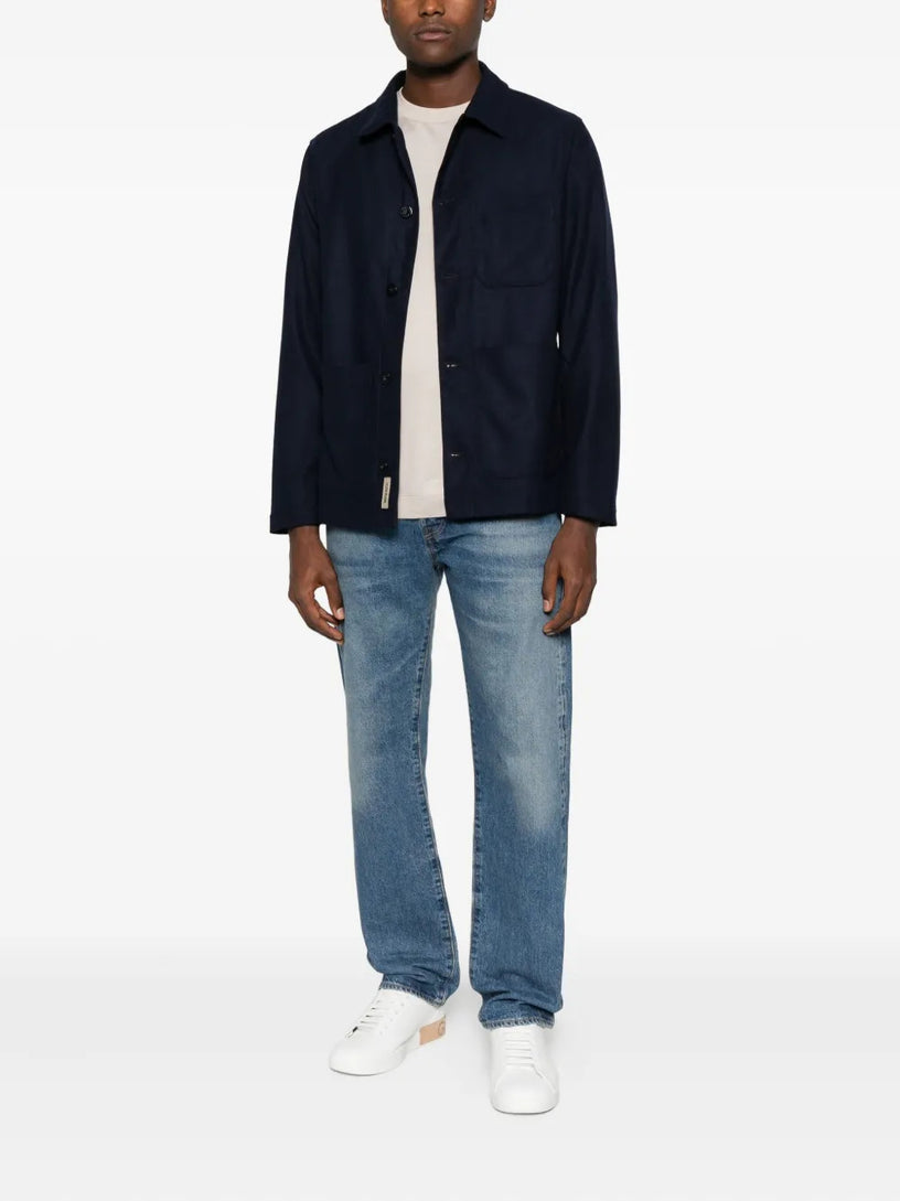 Wool blend flannel shirt jacket