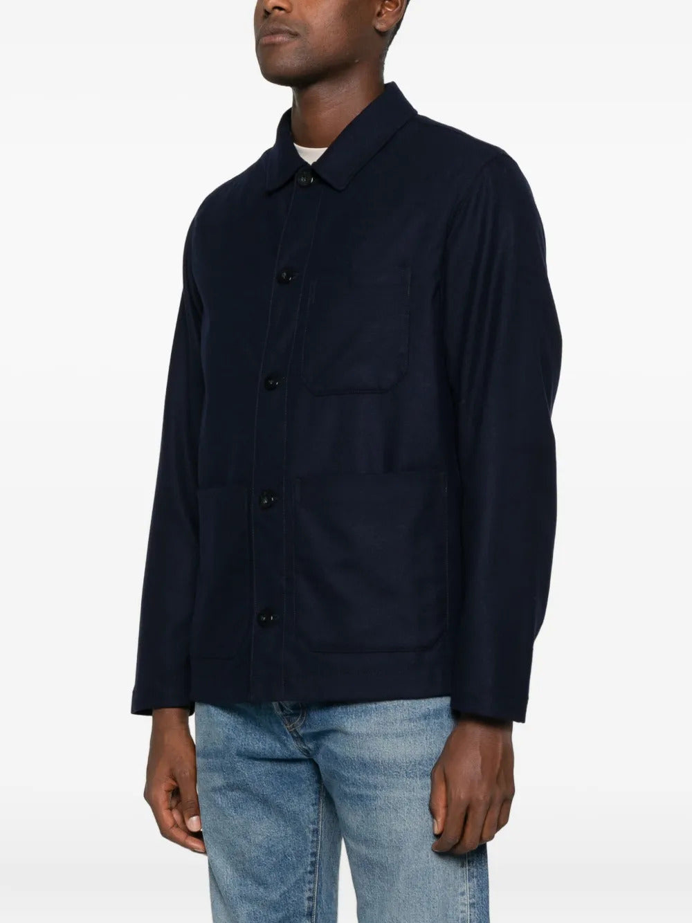 Wool blend flannel shirt jacket