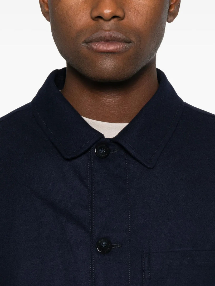 Wool blend flannel shirt jacket