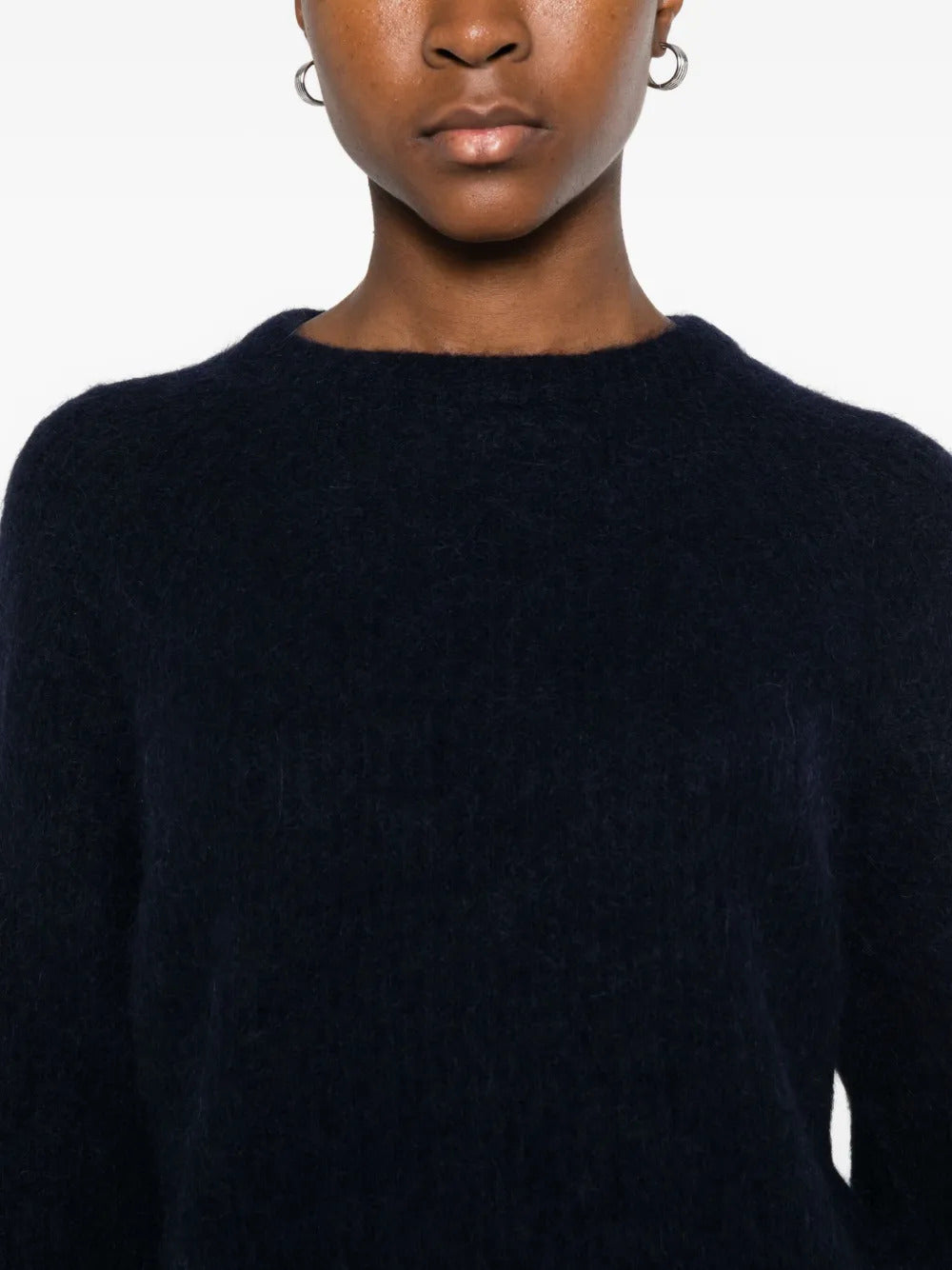 Garment-dyed crew neck sweater in alpaca and wool blend