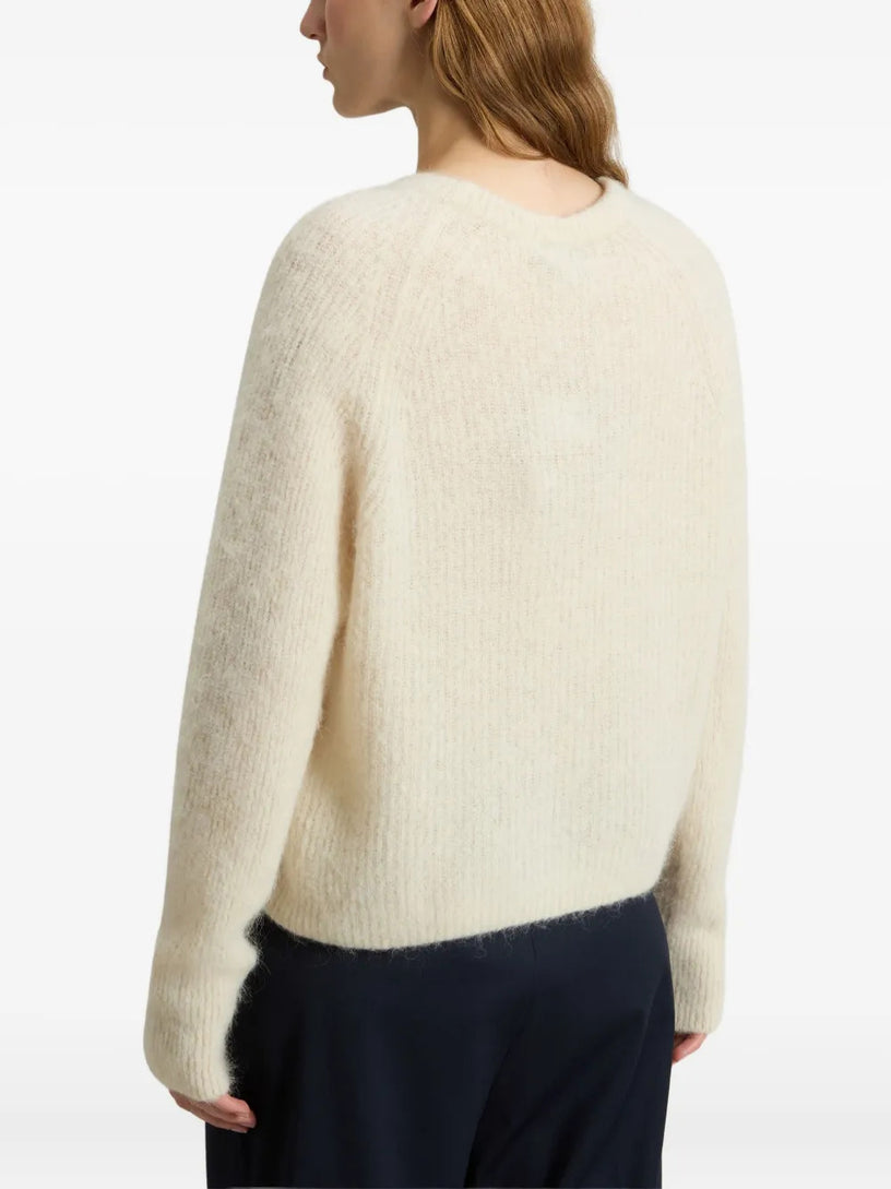 Garment-dyed crew neck sweater in alpaca and wool blend