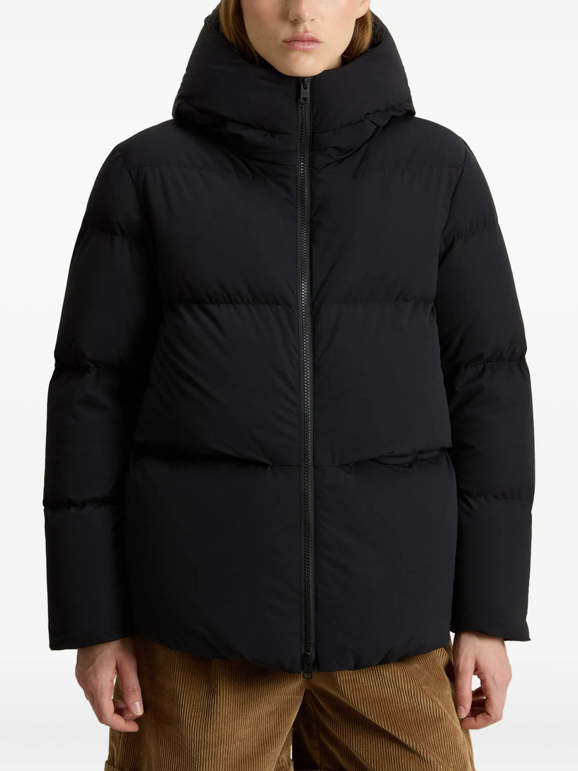 Cloud down jacket in stretch nylon with a matte finish