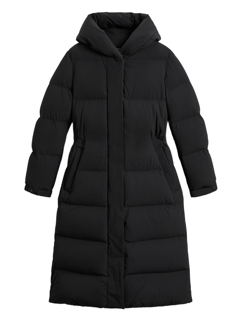 Cloud long down jacket in stretch nylon with a matte finish