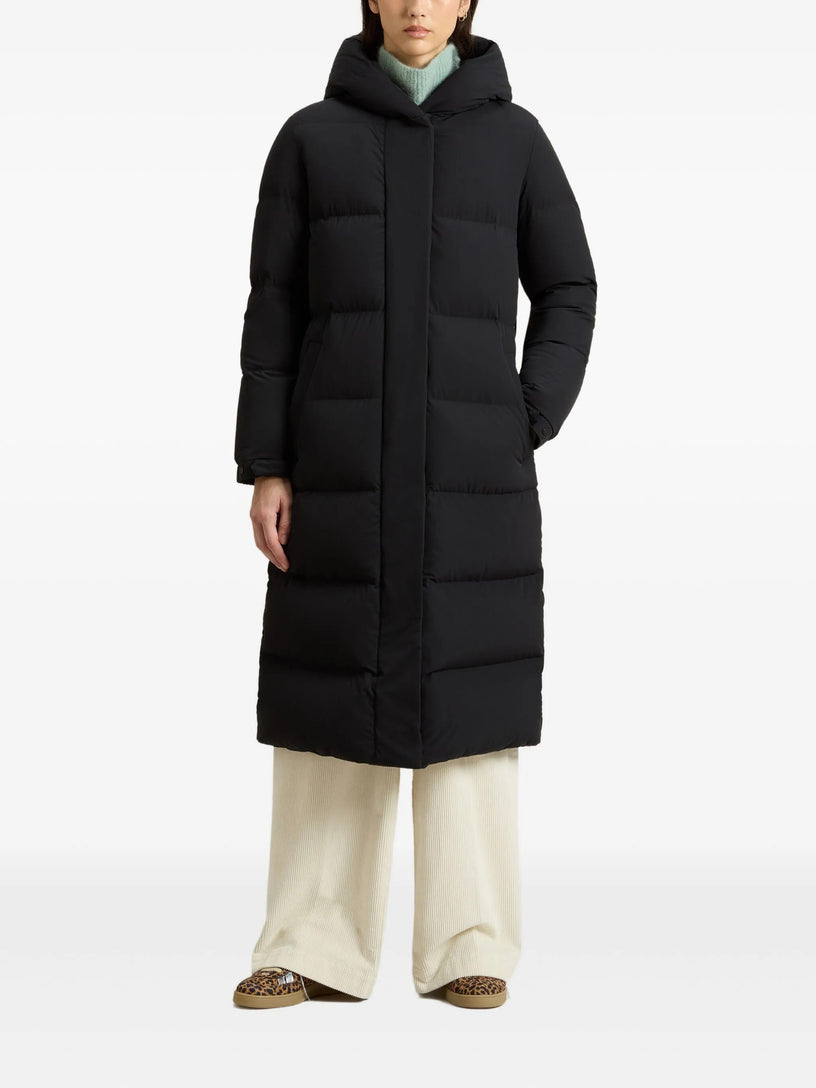 Cloud long down jacket in stretch nylon with a matte finish