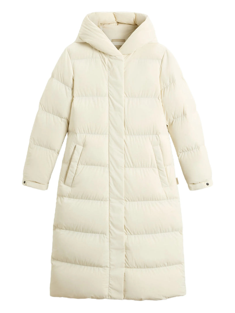 Cloud long down jacket in stretch nylon with a matte finish