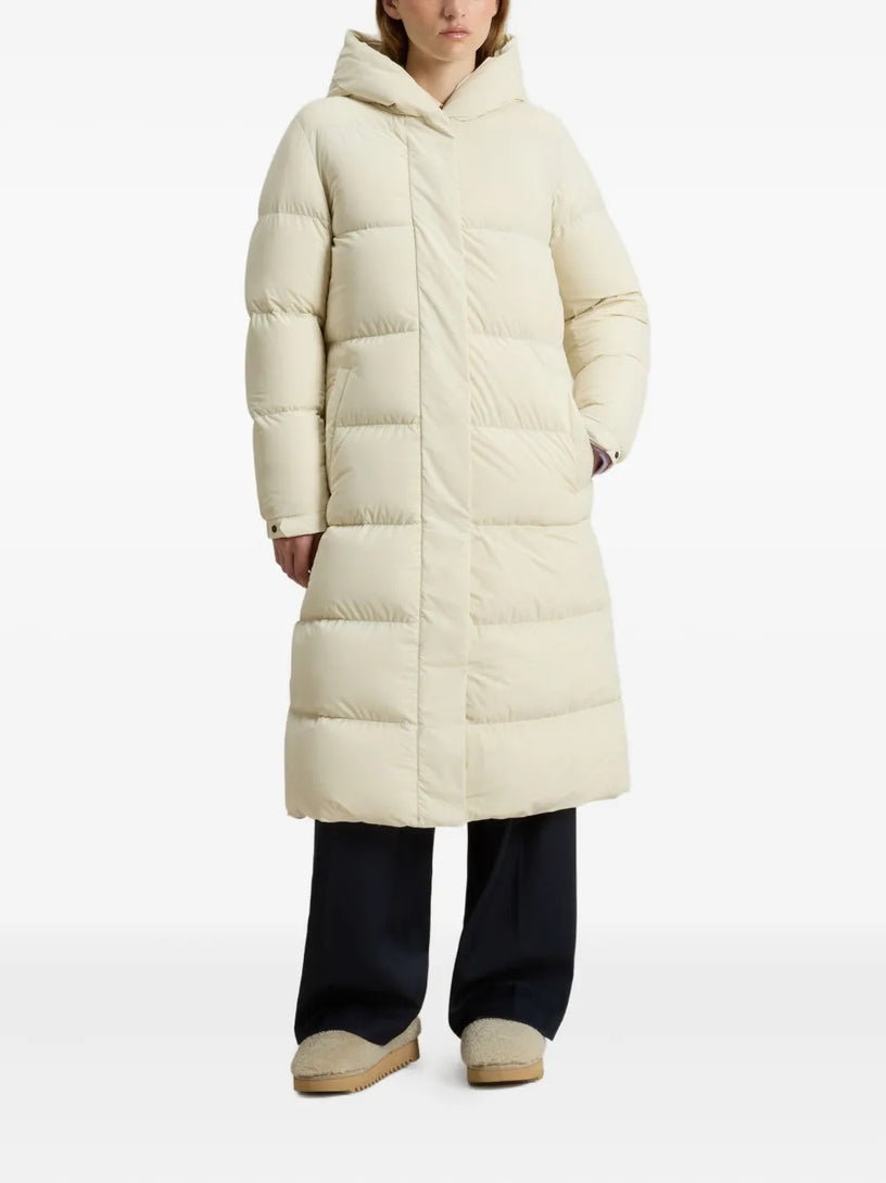 Cloud long down jacket in stretch nylon with a matte finish