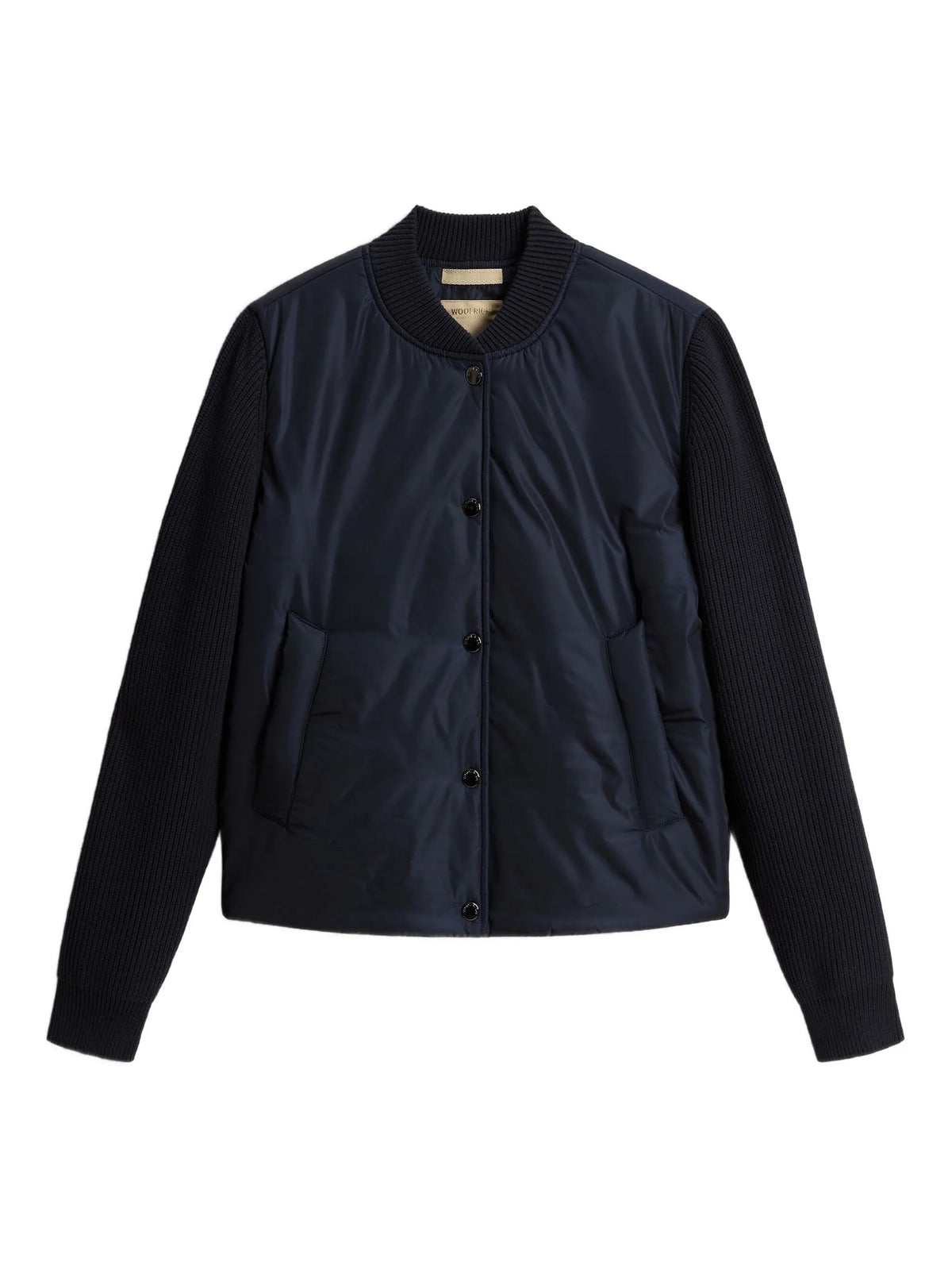 Hybrid nylon bomber jacket
