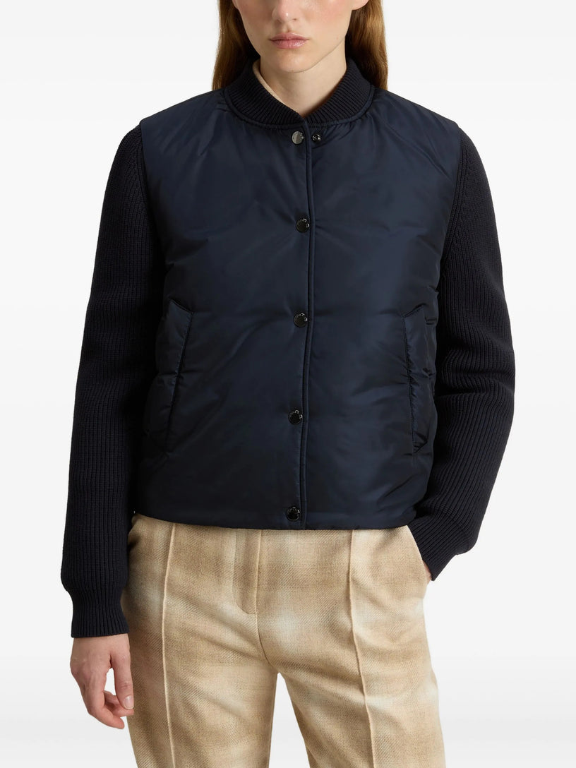 Hybrid nylon bomber jacket
