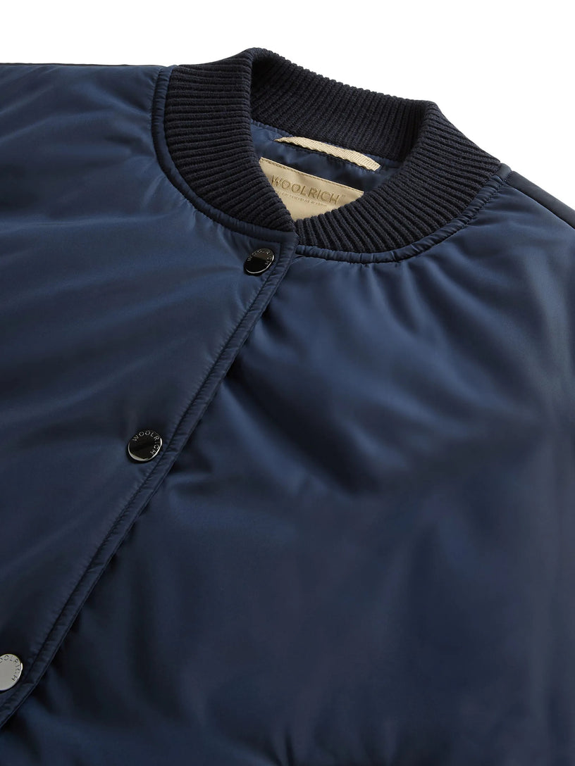 Hybrid nylon bomber jacket