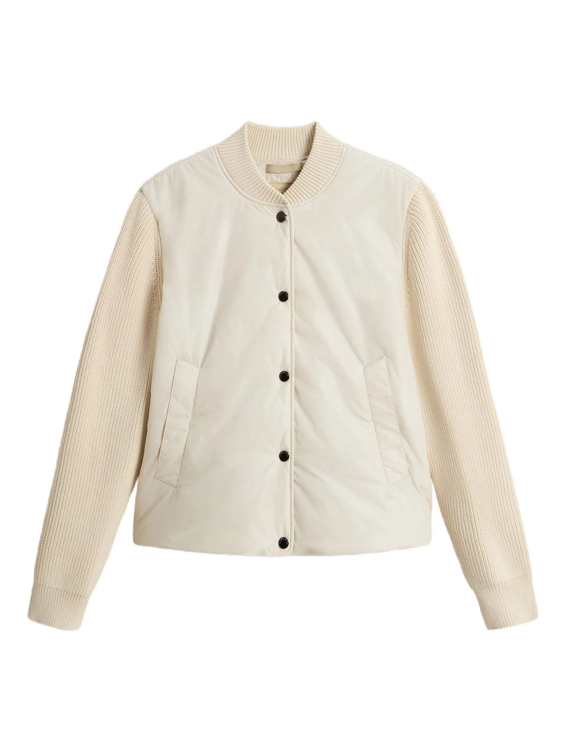 Hybrid nylon bomber jacket