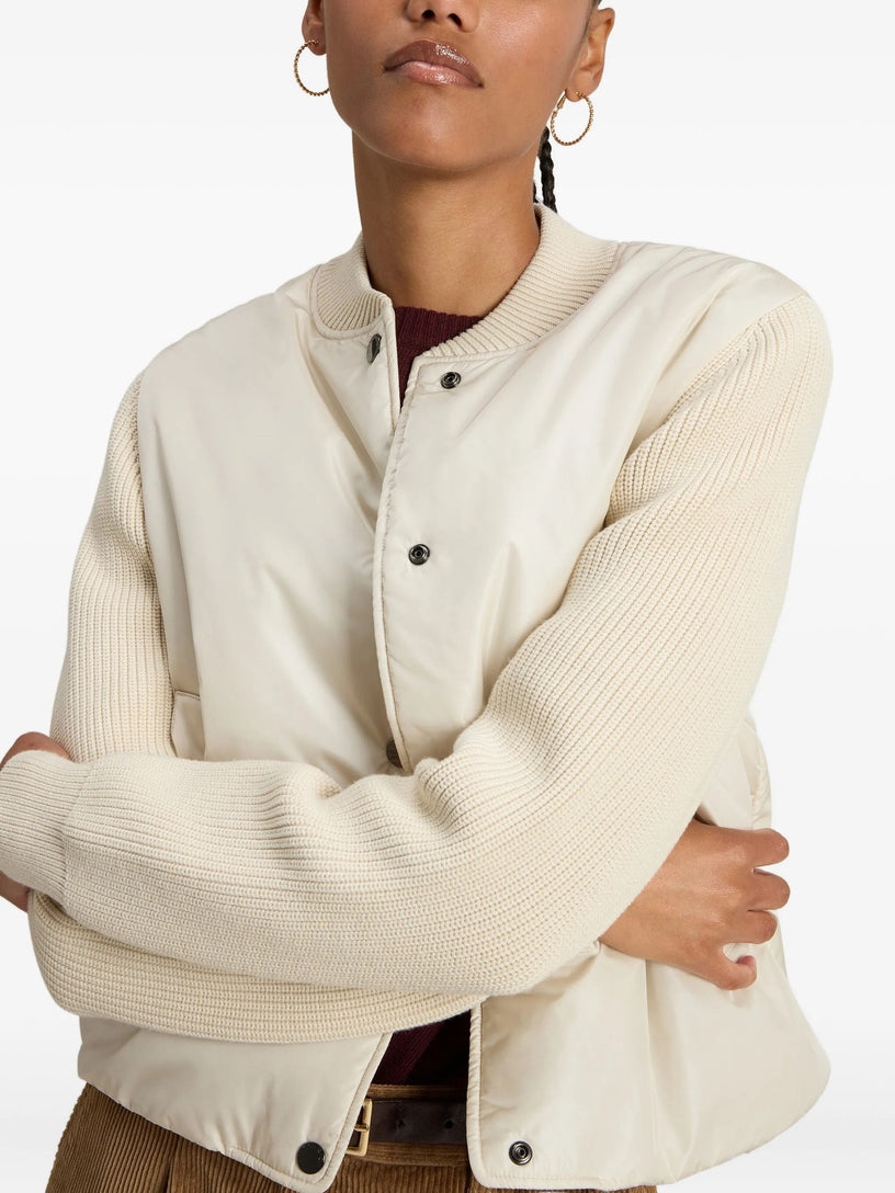 Hybrid nylon bomber jacket