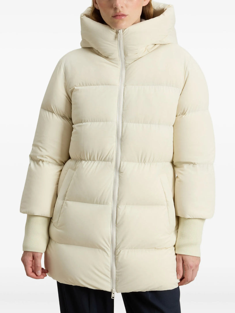 Cloud down jacket in stretch nylon with a matte finish