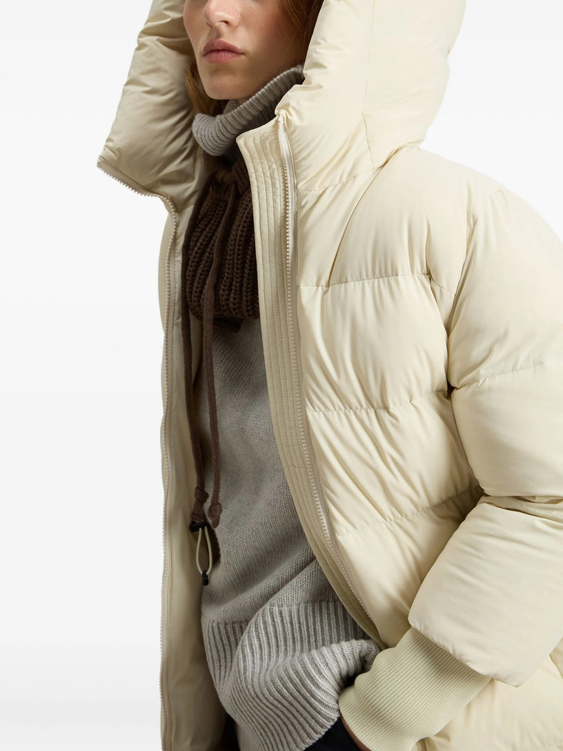 Cloud down jacket in stretch nylon with a matte finish
