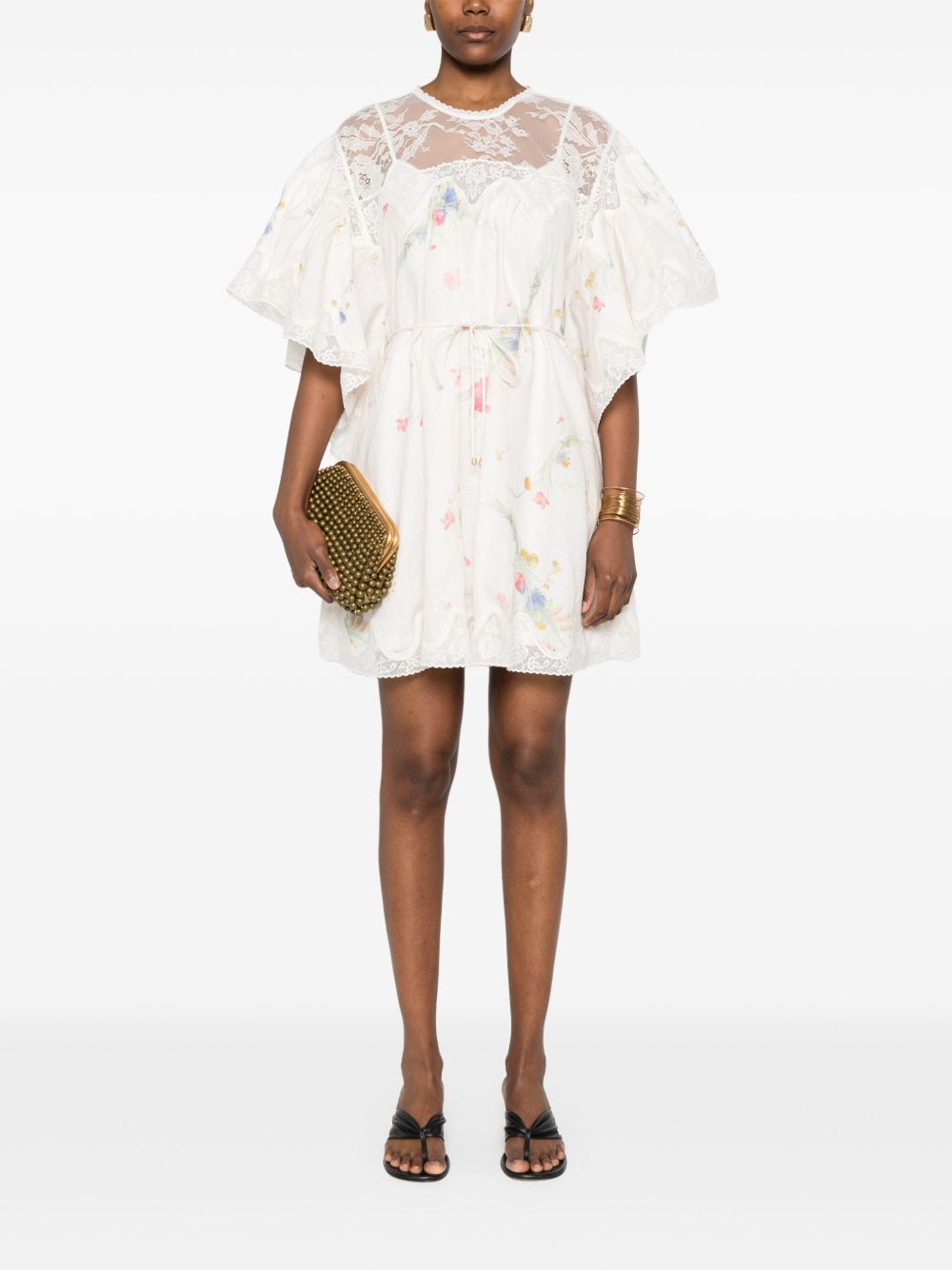 Pin-tuck Lace Mini Dress laubeblanc ホワイト Pin-tuck Lace Mini Dress – L'AUBE BLANC