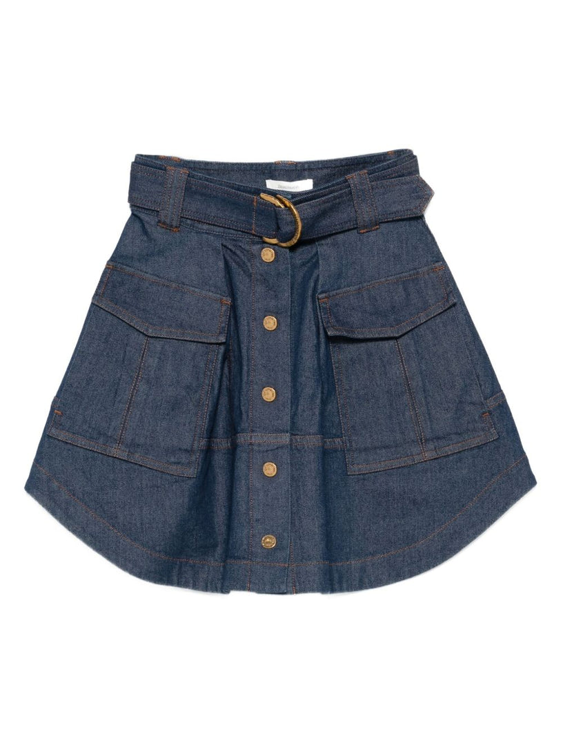 Denim cargo mini skirt