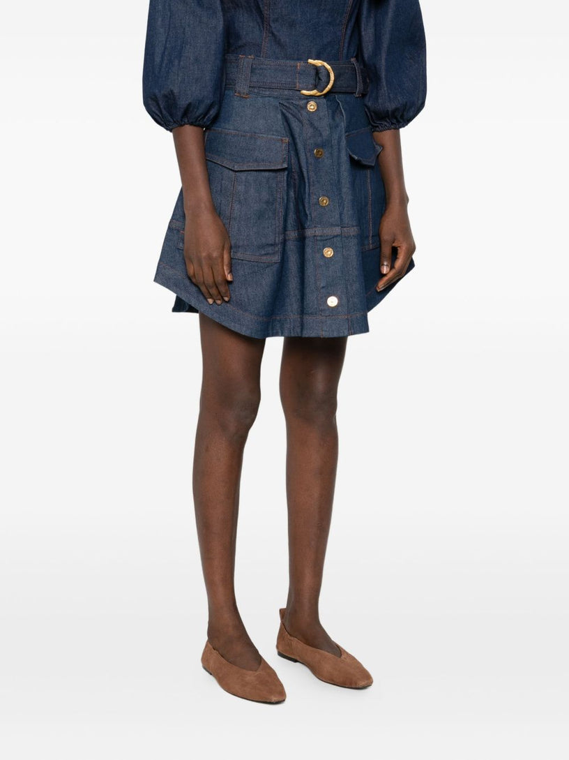 Denim cargo mini skirt