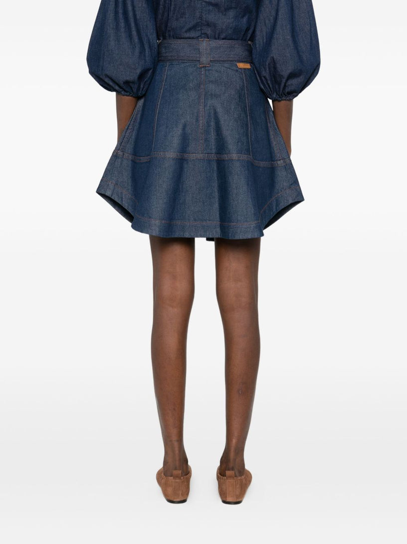 Denim cargo mini skirt