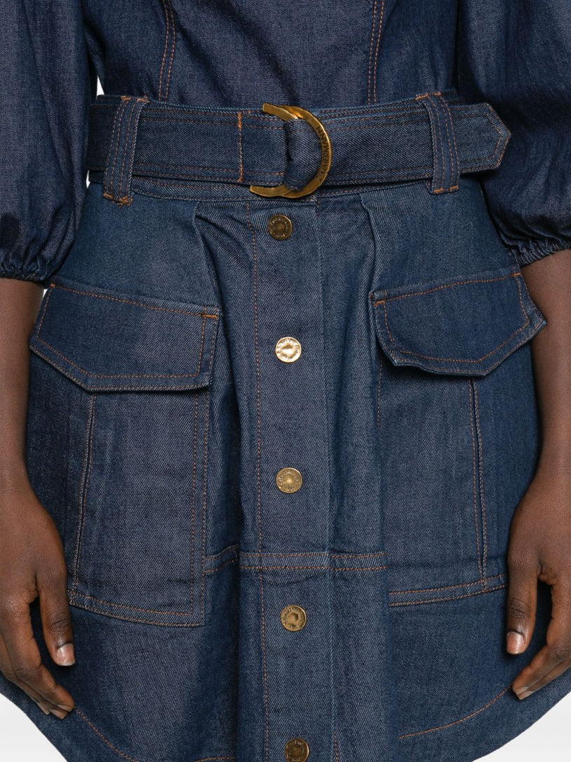 Denim cargo mini skirt