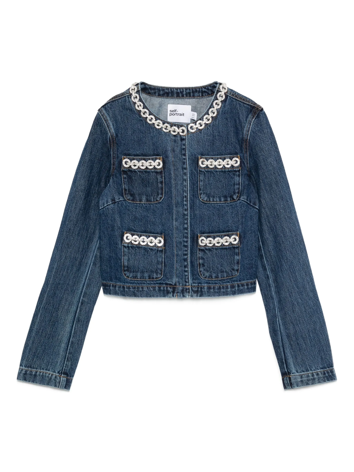 Crystal trim denim jacket