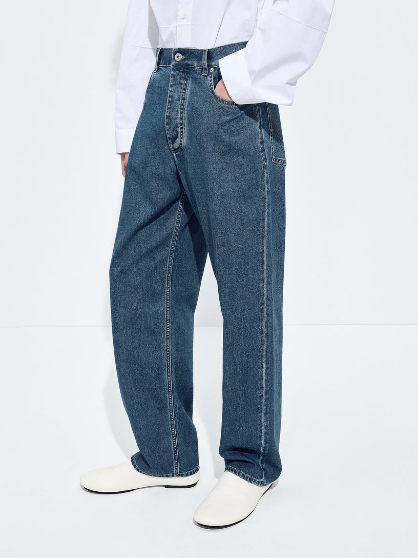 Jeans a gamba ampia con lavaggio Atlantic Blue