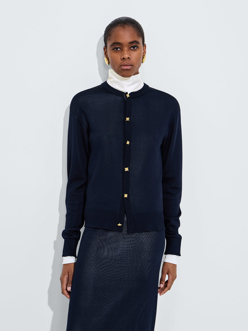 Cardigan in maglia di seta doppia