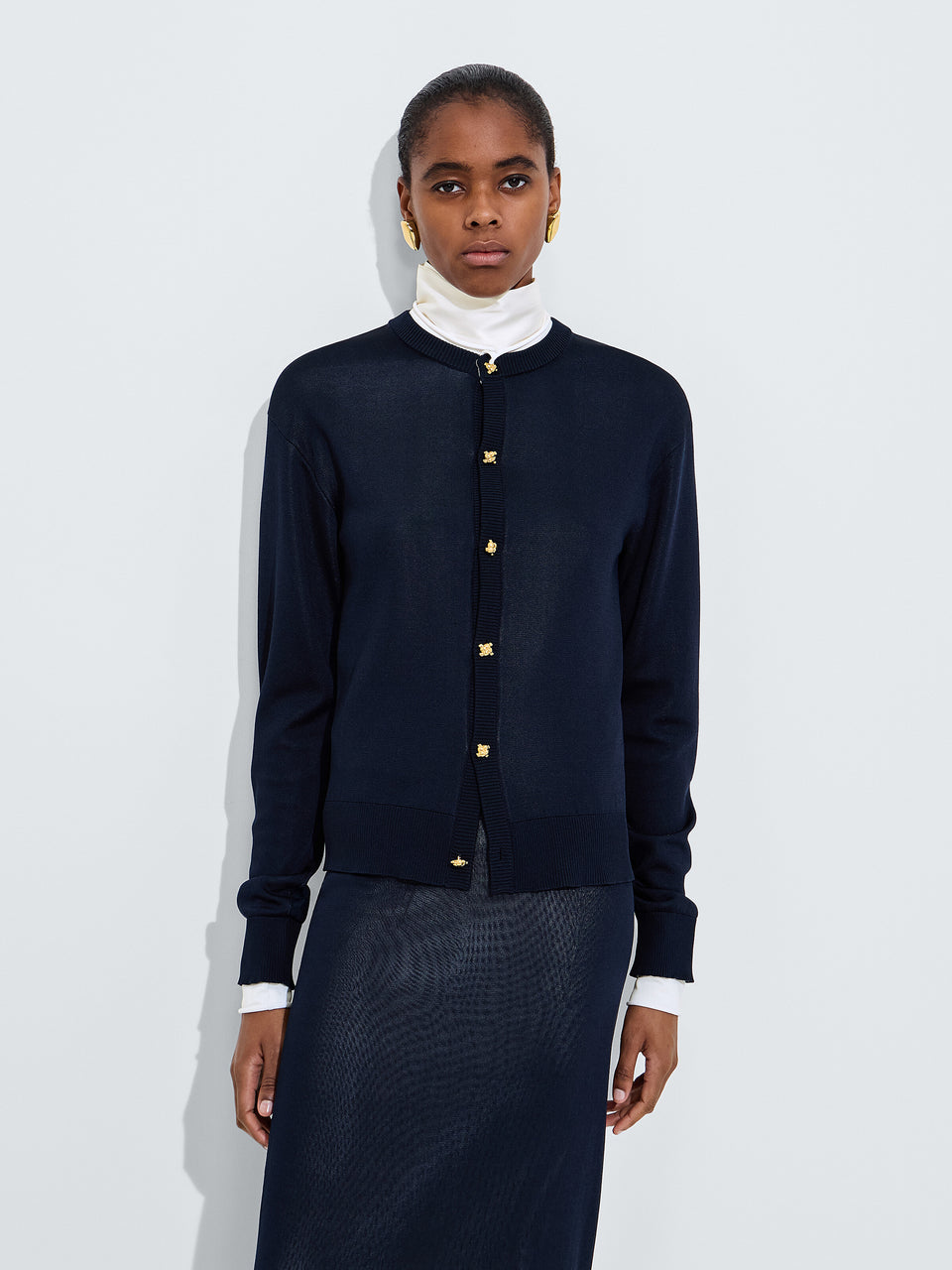 Double silk knit cardigan