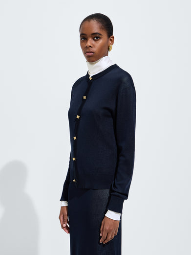 Cardigan in maglia di seta doppia