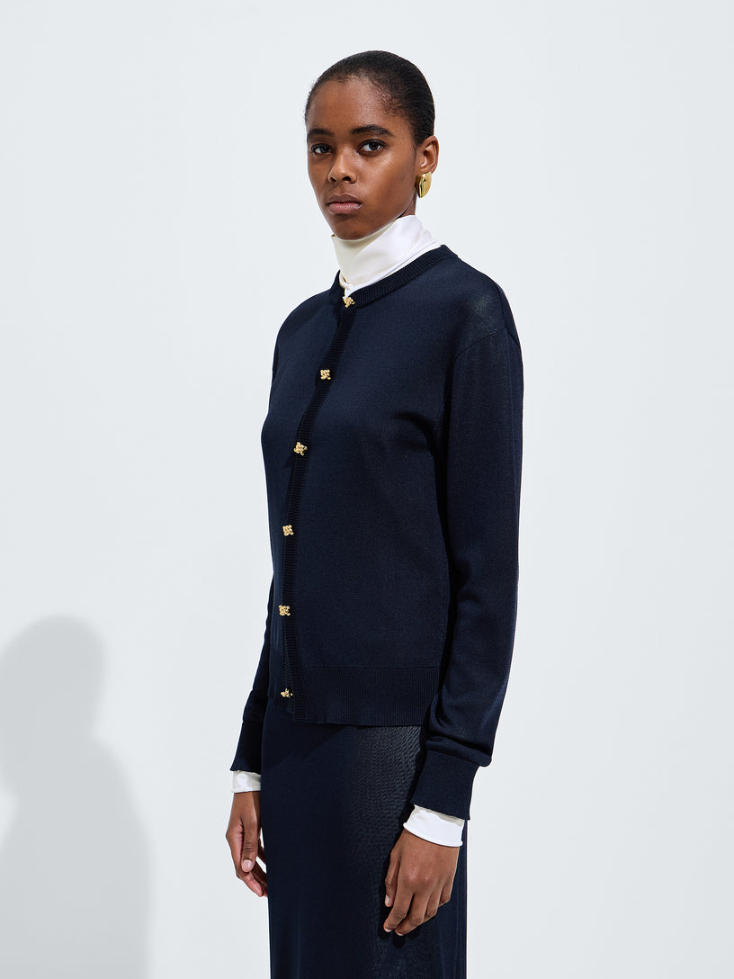 Cardigan in maglia di seta doppia