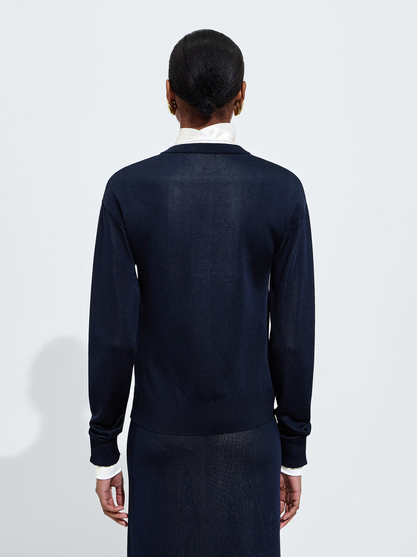 Cardigan in maglia di seta doppia