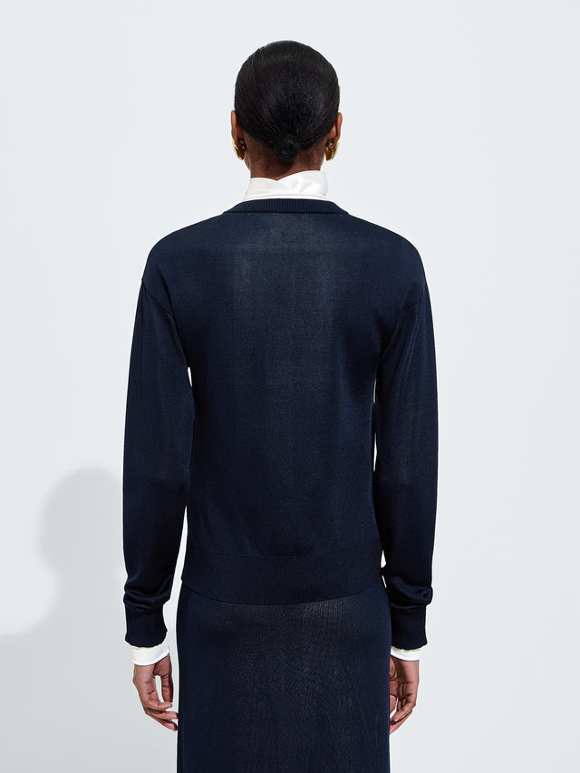 Double silk knit cardigan