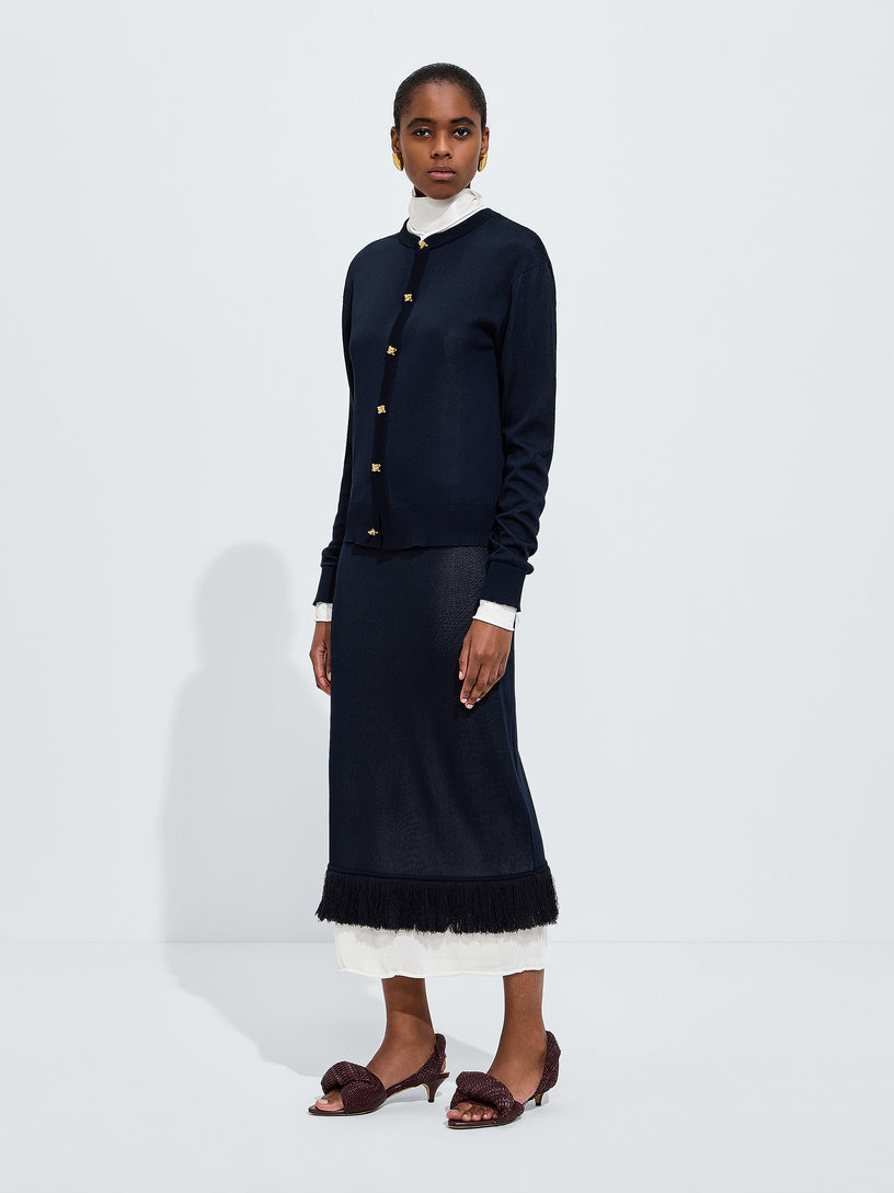 Cardigan in maglia di seta doppia