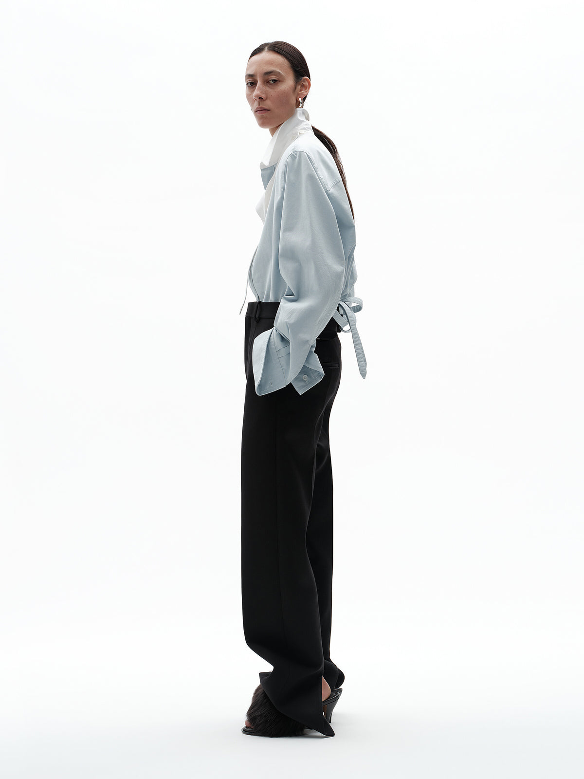 Pantaloni in lana grain de poudre