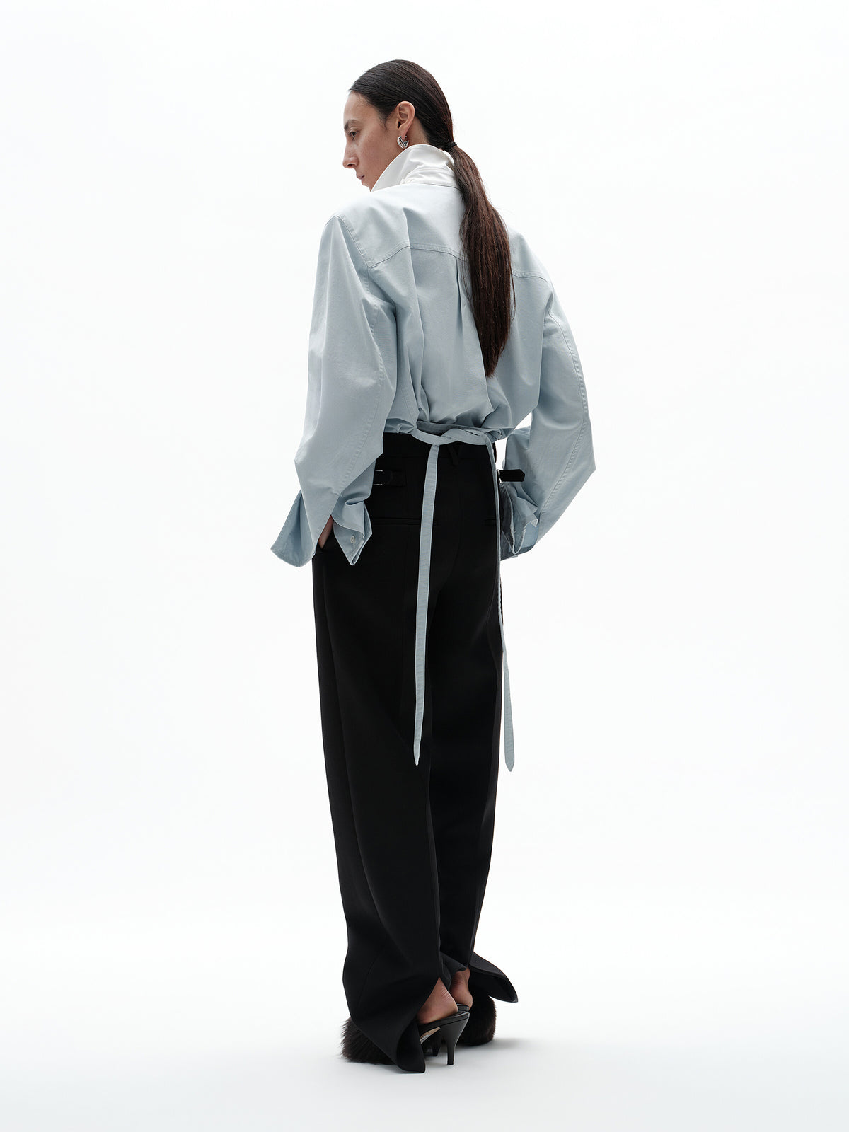 Pantaloni in lana grain de poudre