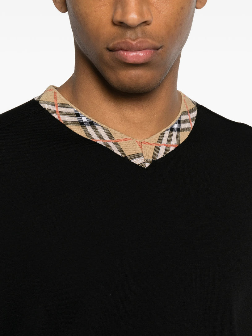 Pullover con finiture Check