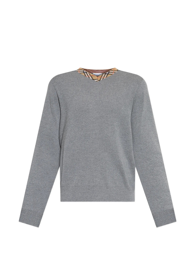Pullover con finiture Check