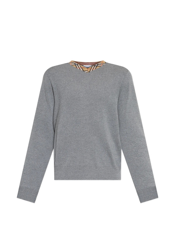 Check Trim Sweater