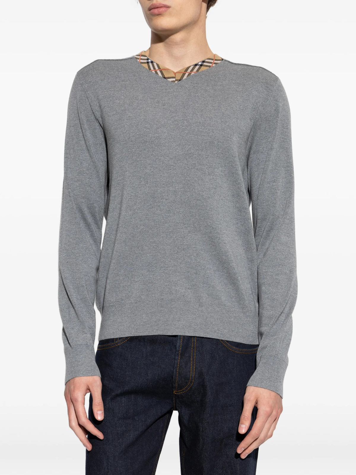 Pullover con finiture Check