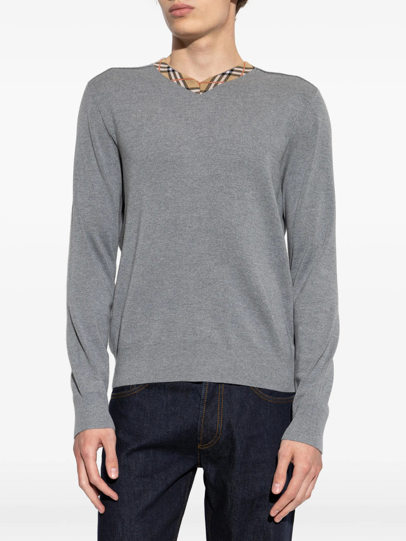 Pullover con finiture Check
