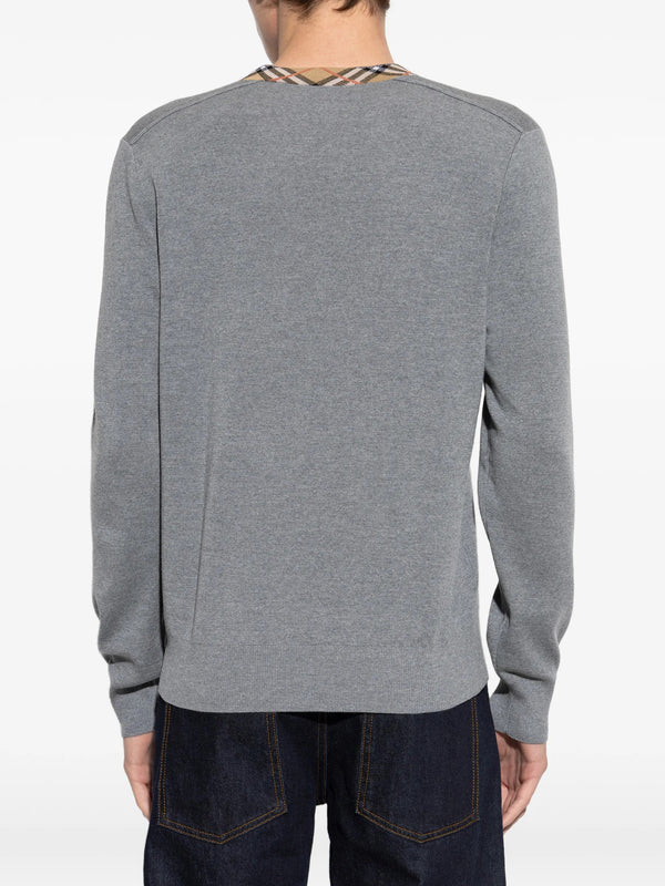 Check Trim Sweater