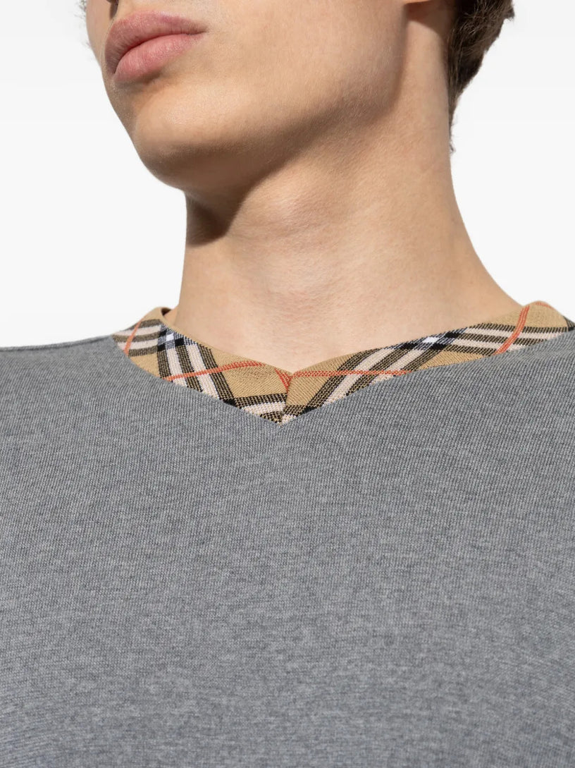 Pullover con finiture Check