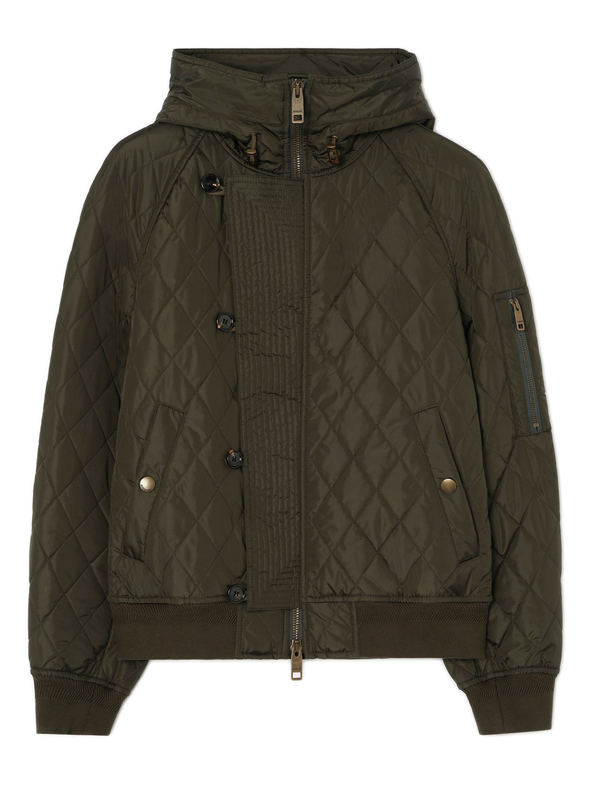 Bomber con cappuccio in nylon trapuntato