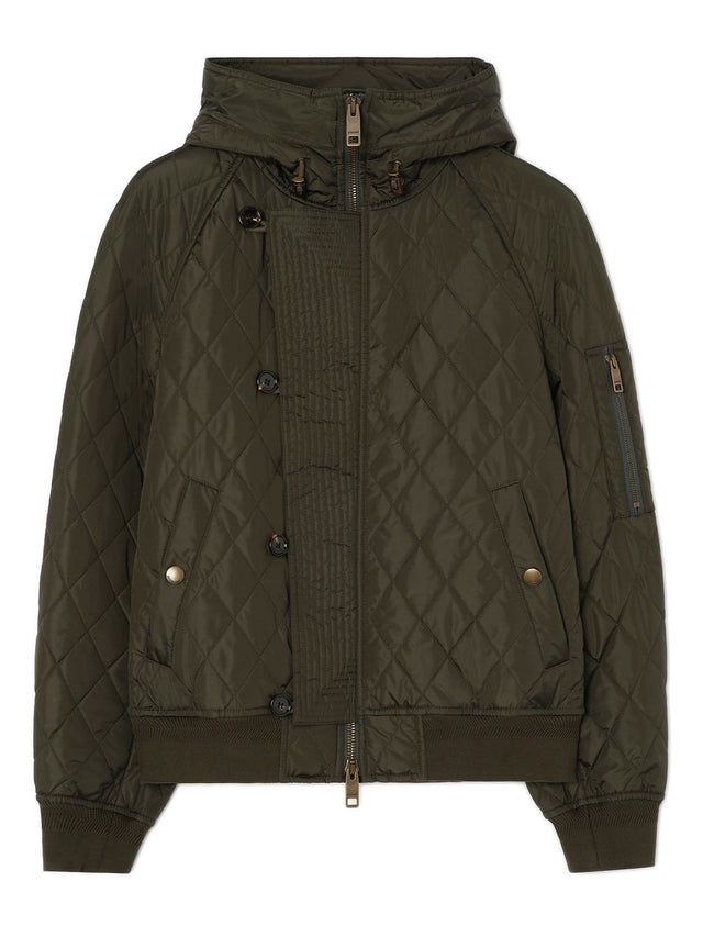 Bomber con cappuccio in nylon trapuntato