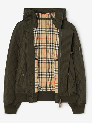 Bomber con cappuccio in nylon trapuntato