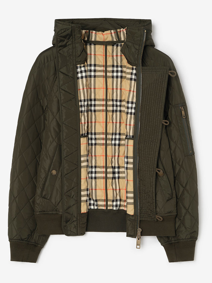 Bomber con cappuccio in nylon trapuntato