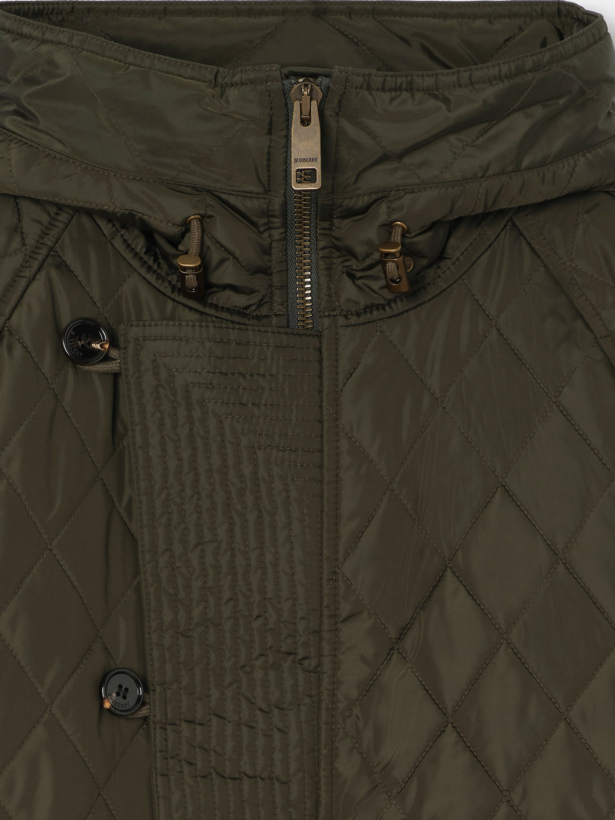Bomber con cappuccio in nylon trapuntato